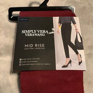 Simply Vera Vera Wang Mid Rise Cotton Legging -Windsor Wine- Medium